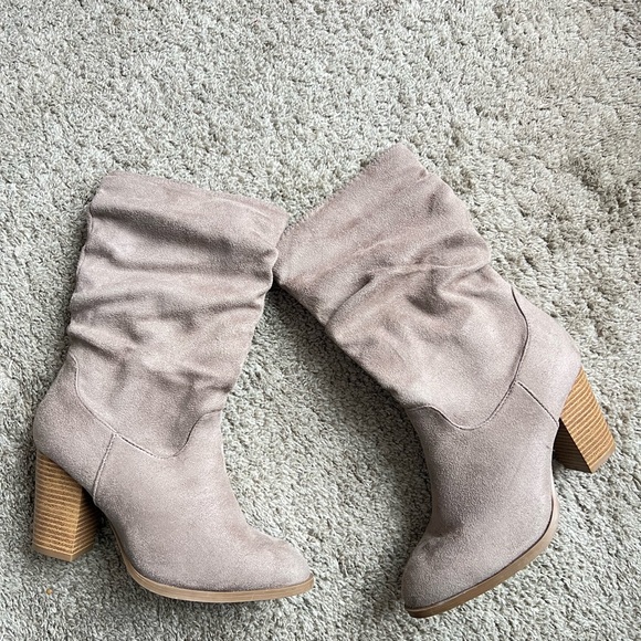 Pink Lily Taupe Heeled Boots - Picture 3 of 6